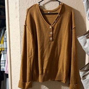 Brown Sweater with Button Detail